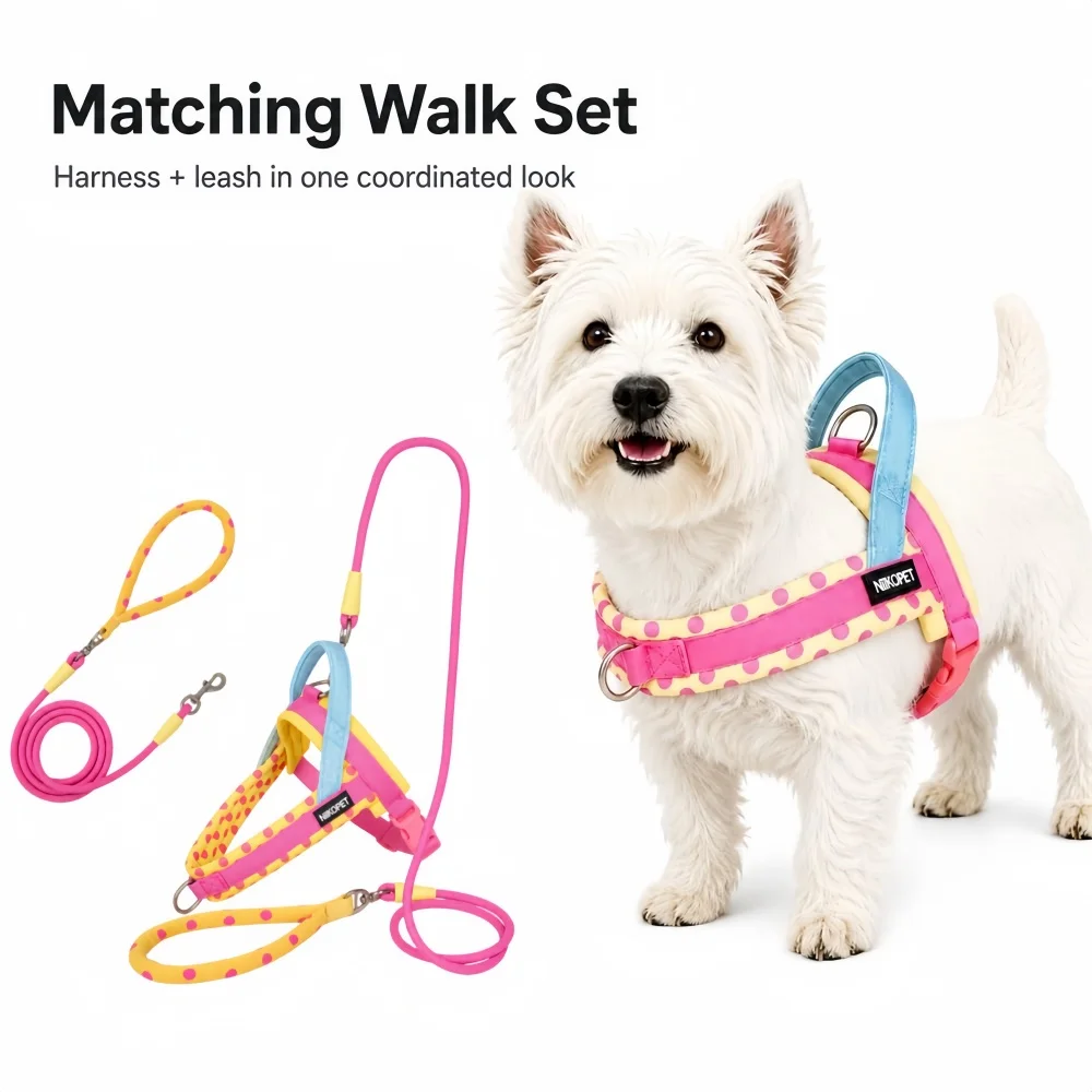 Two-color Dog Sling with Soft Padding and Round Rope Leash Se Suitable for Small and Medium-sized Dogs