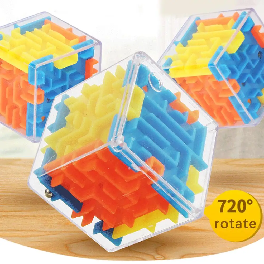 Mini 3D Maze Magic Cube Six-sided Transparent Puzzle Speed Cube Rolling Ball Cubes Maze Toys For Children Stress Reliever Toys