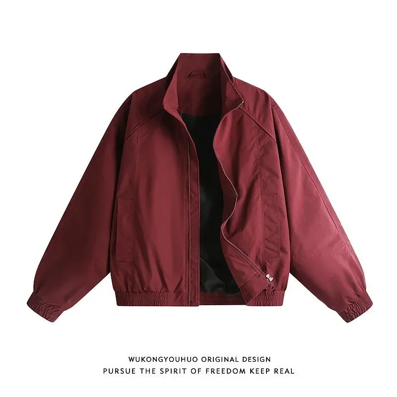 Herren Amerikanische Retro-Bomberjacke mit Stehkragen, Lässiger Oversize-Mantel für Paare