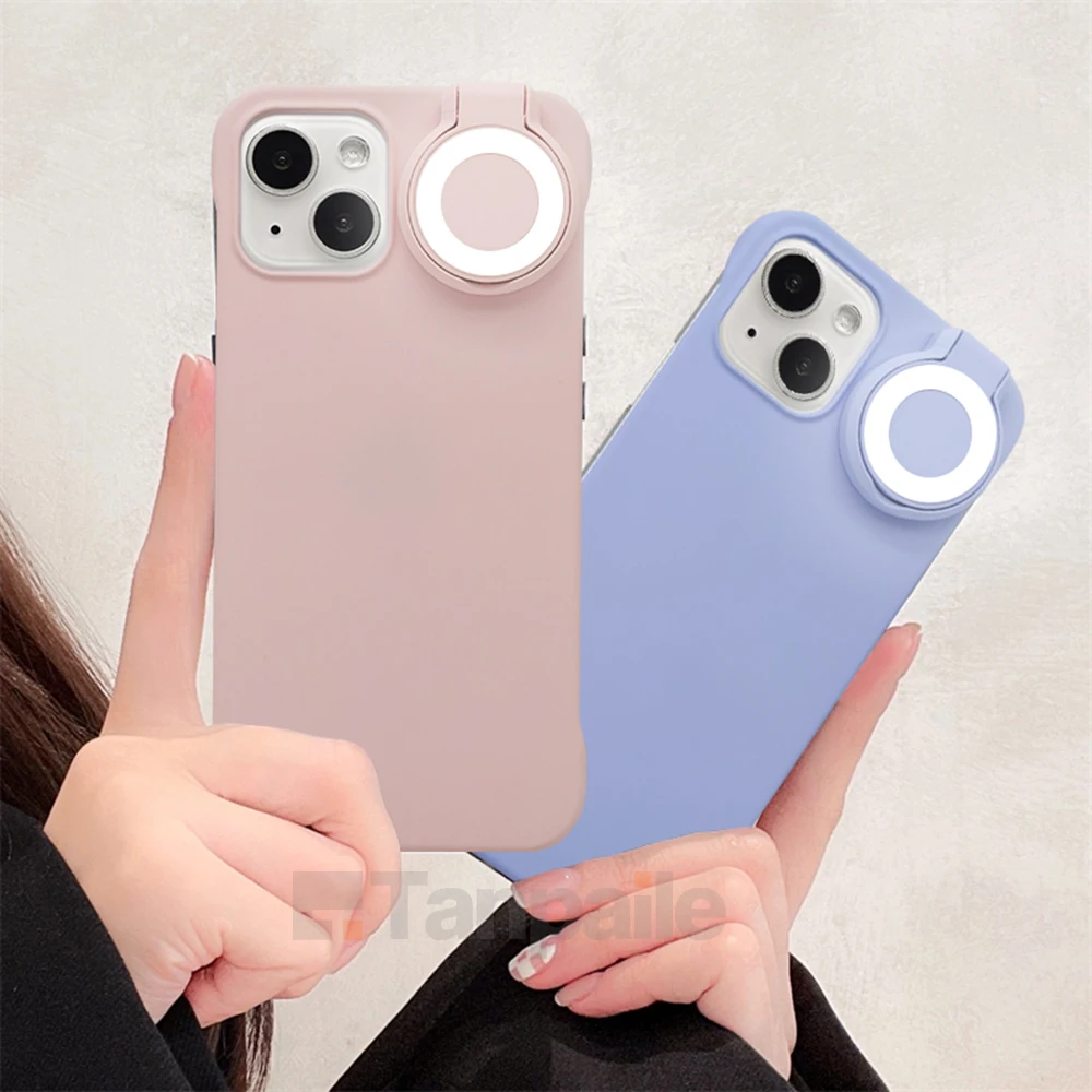 Selfie Ring Flash Fill Light phone Case For iphone 15 Pro Max Plus 14 13 12 11 X XS Max LED Flash Lighting Beauty Live Selfie Li