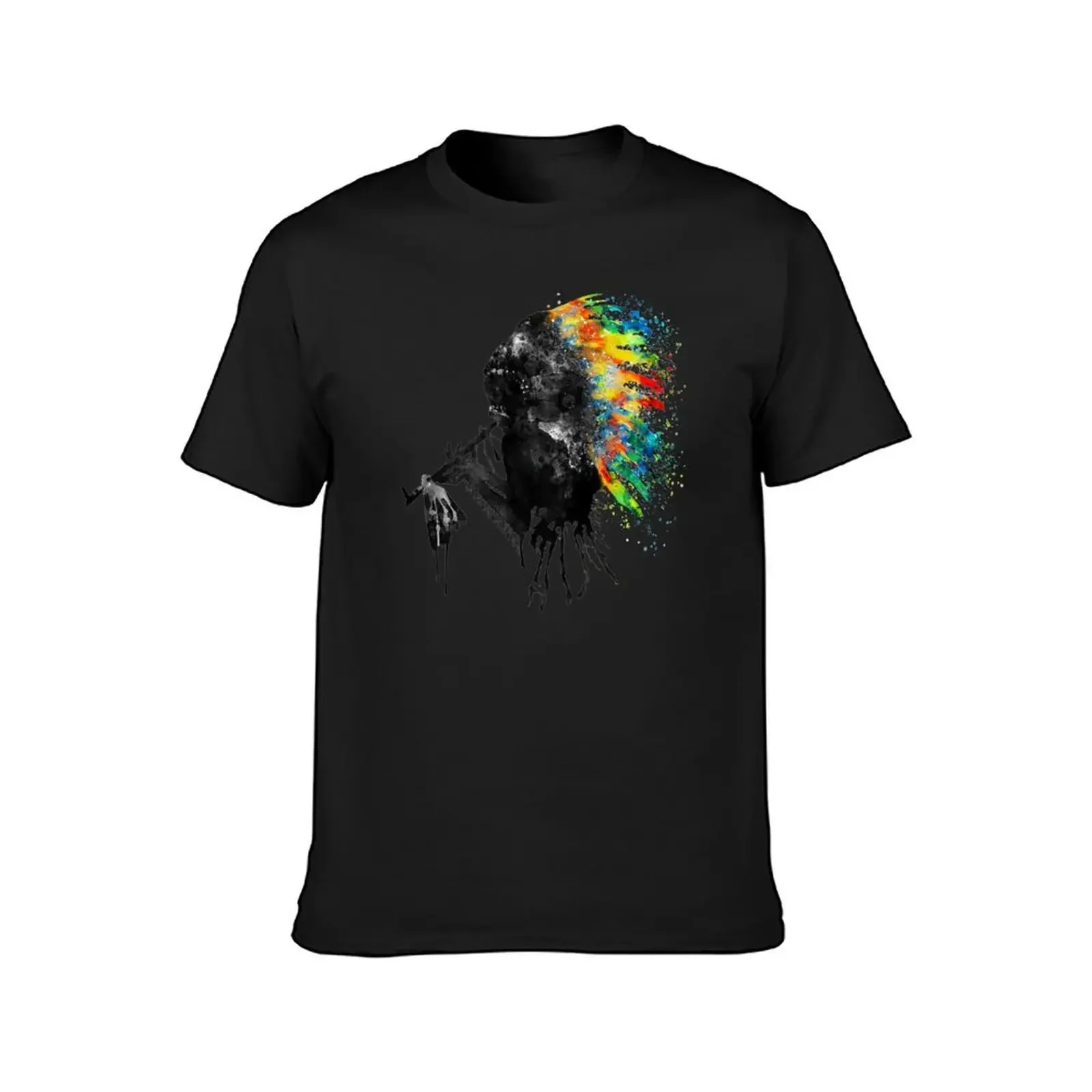 Indian Silhouette with Colorful Headdress T-Shirt Clothing cute tops men t shirt