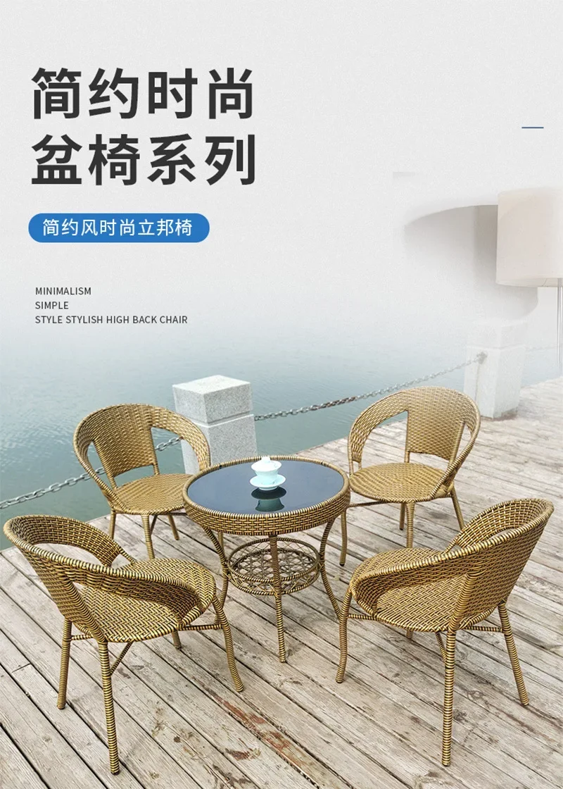 Freizeit-Waschtischstühle für den Außenbereich, quadratische Tische, Cafés, Milchteeladen, Rattanstühle, Freizeit-Gartenmöbel