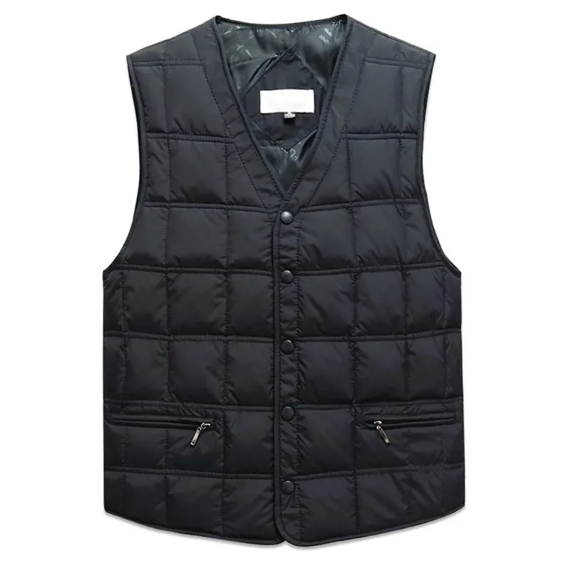 Duck Down Sleeveless Jacket for Men Winter Windbreaker Parka Warm Thick Vest Male Casual Outerwear Snow Waistcoat with Pockets