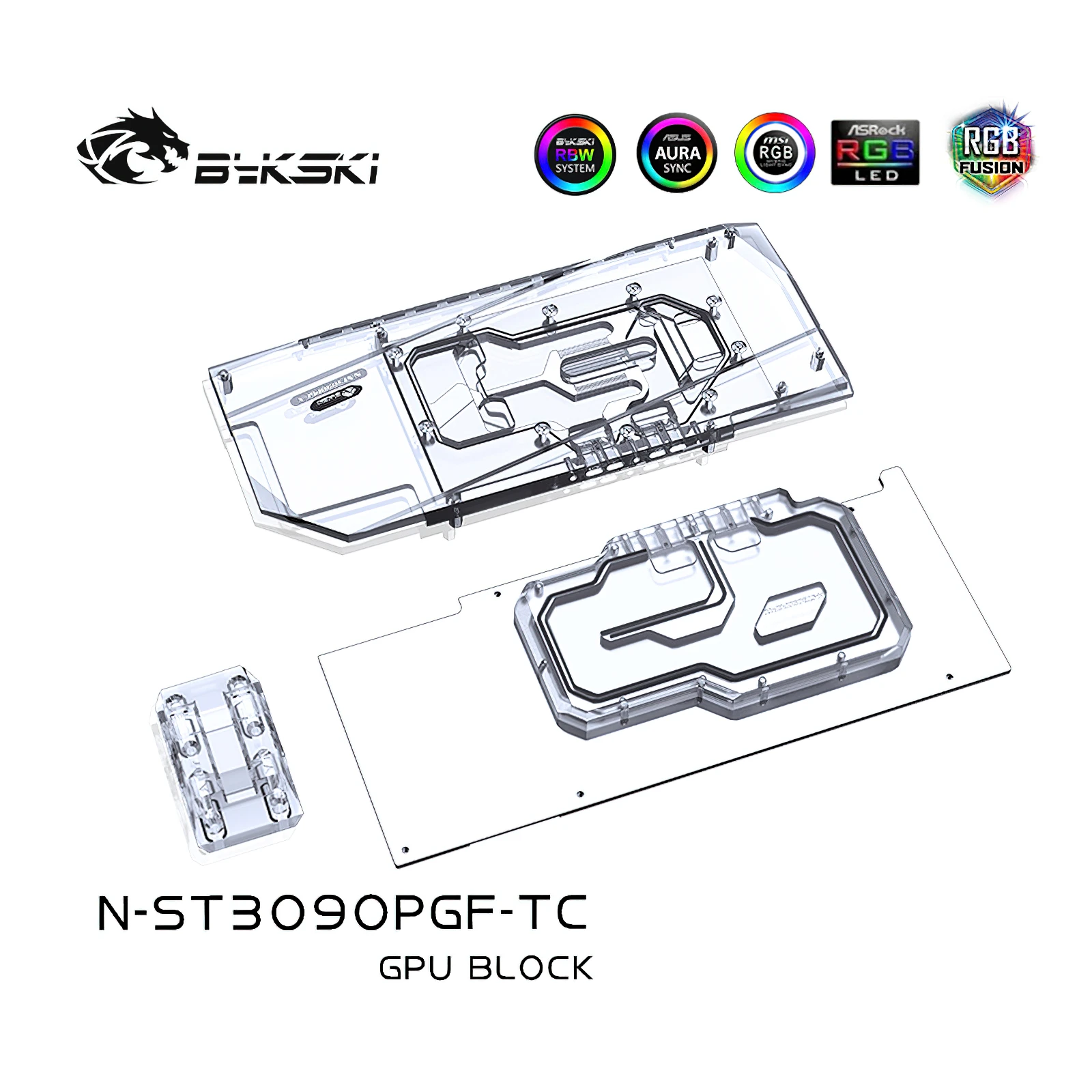 Bykski Dual Side Water Cooling RGB GPU Block for ZOTAC RTX3090 AMP Core Holo N-ST3090PGF-TC