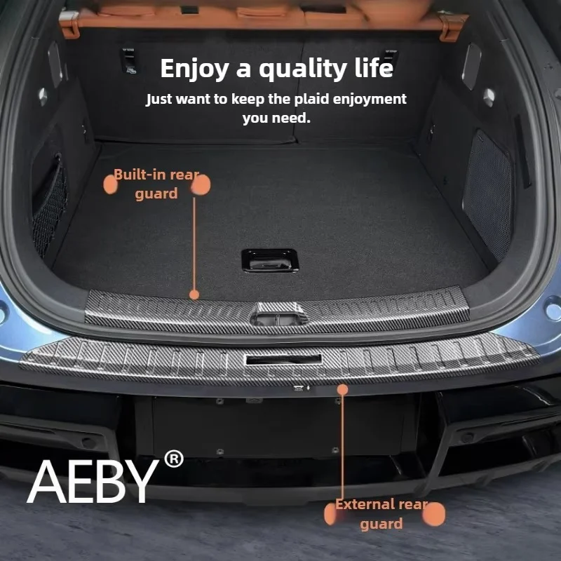 AEBY For BYD Sealion 7 2024 Carbon Fiber Pattern Car Rear Bumper Guard Anti-Scratch Protective Cover Trunk Lid Trim Panel