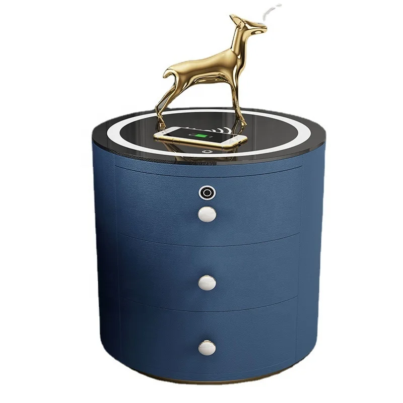 Bedroom furniture Simple design Wholesale price Smart bedside table with drawers Luxury round