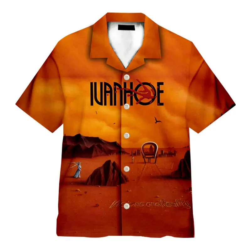 

Модные повседневные рубашки Ivanhoe Band с 3D принтом, мужские/женские свободные дышащие классические рубашки с коротким рукавом и воротником