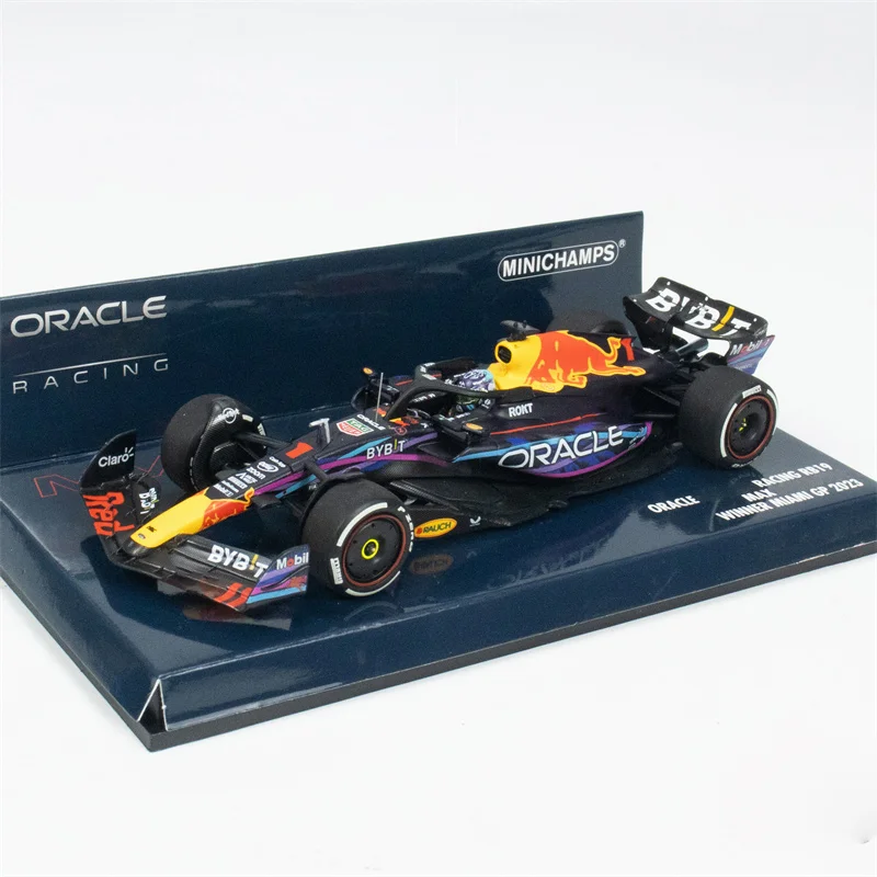 MINICHAMPS 1:43 ORACLE RACING RB19 - #1 MAX / #11 SERGIO PEREZ 2023 Miami champion Resin Model Car