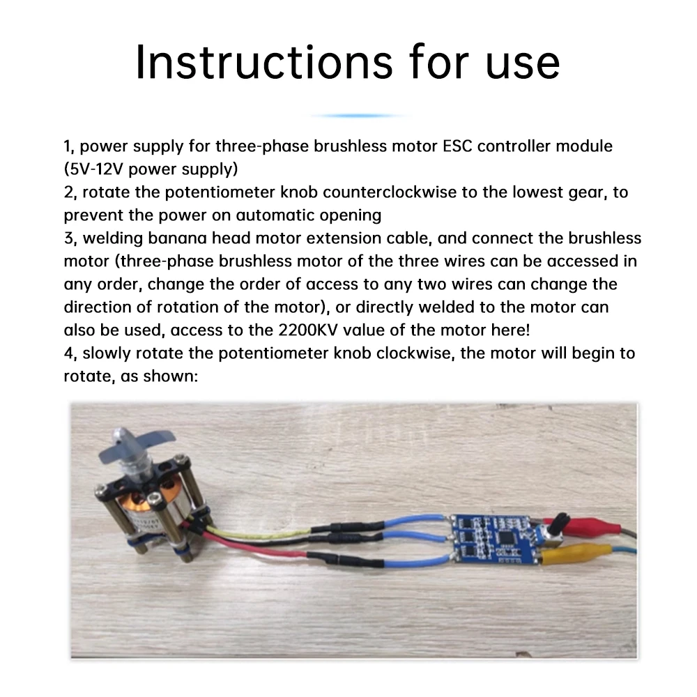 DC5-12V Three-phase DC Brushless Motor Controller Module With Potentiometer STC8H1K28 Support Second Development