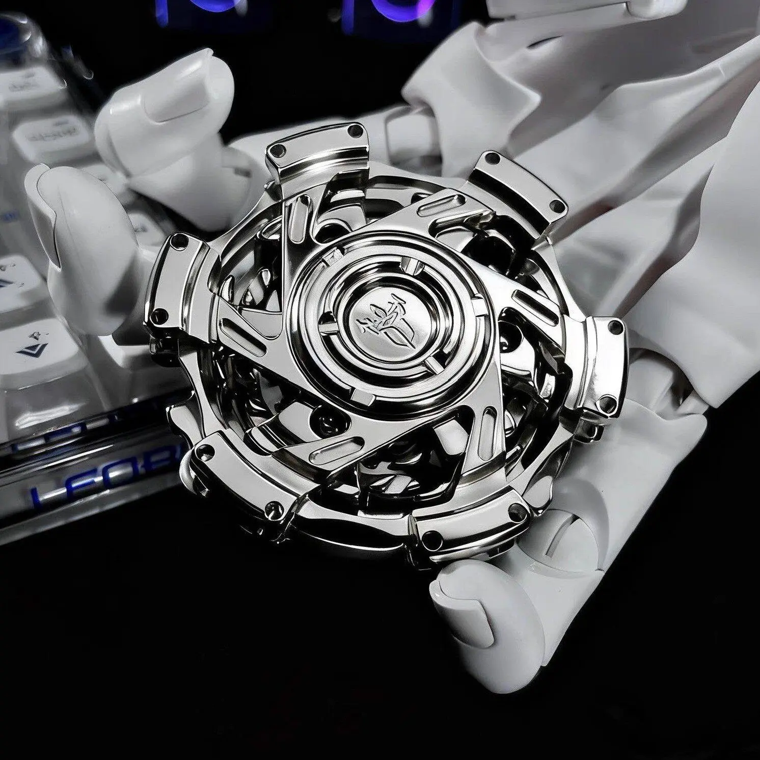Used EDC Secret Engraving Method Ring Linkage Tuning Fork EDC Decompression Toy Fingertip Gyro Composite Decompression