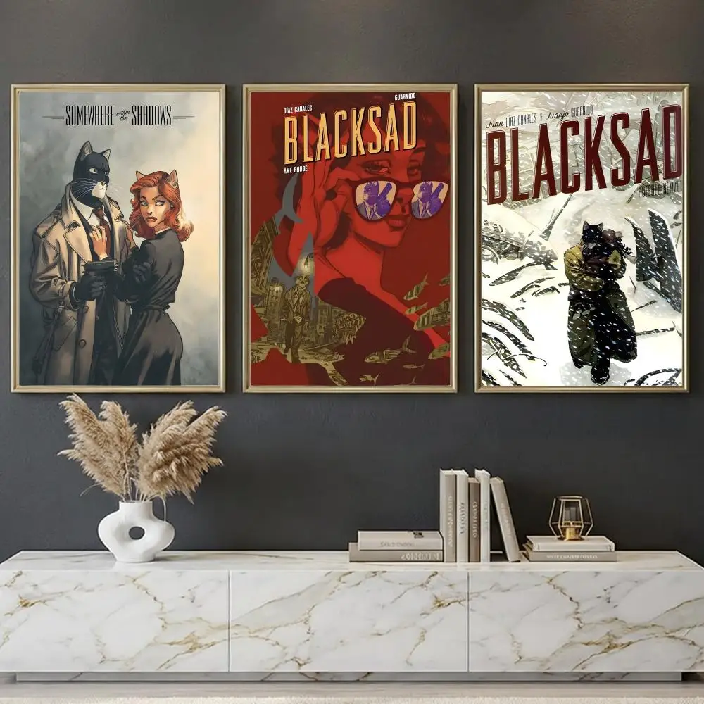 B-Blacksad Anime Cat Poster --HD-- Self-Adhesive Waterproof High-Toughness Universal Wall Decor
