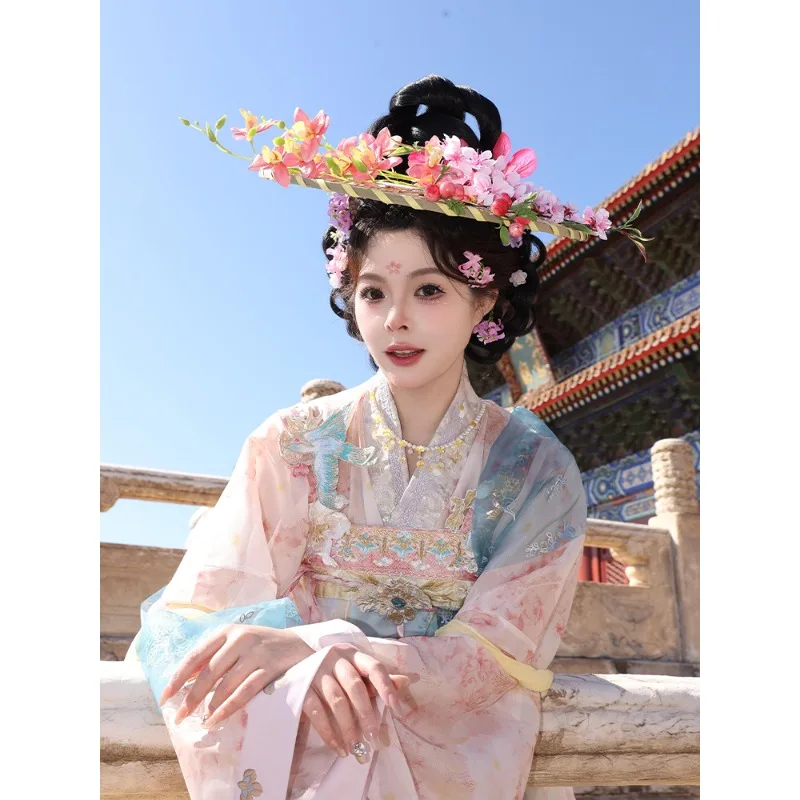 2026 Spring and Summer Tang Dynasty Hanfu, Heavy Industry Embroidery Pink Chest-length Skirt Fairy Elegant Set