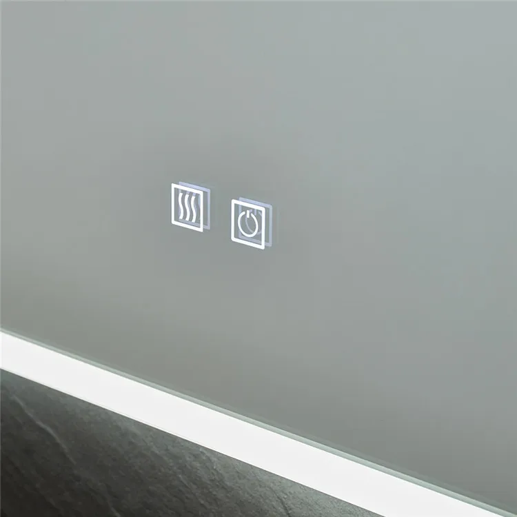 Rechteckiger LED-Bade-Make-up-Spiegel, Antibeschlagspiegel mit Sensor-Touch