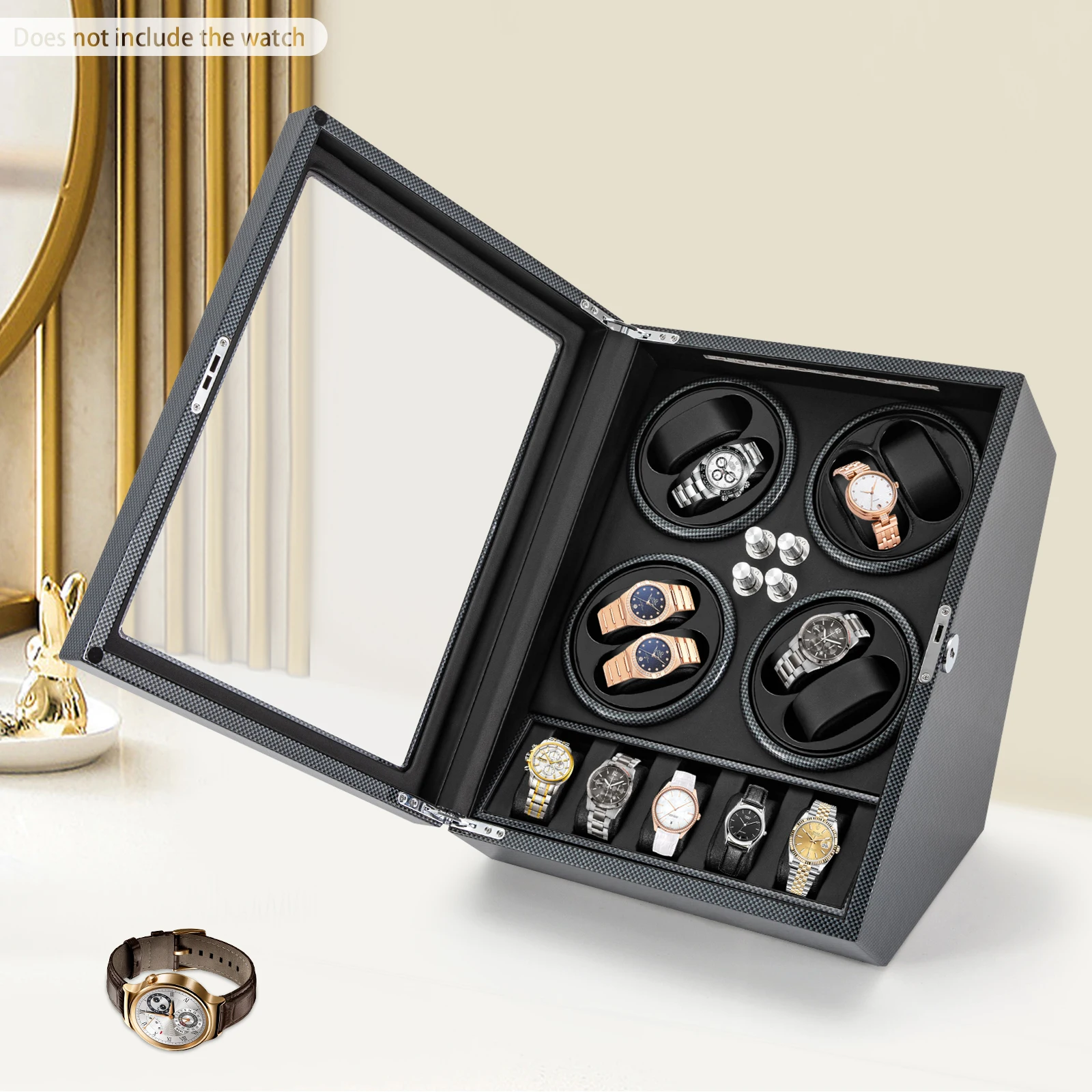 Lock&Key 8+5 Watch Winder Non-Slip Feet US Plug 5 Modes For Living Room Showcase Dressing Table
