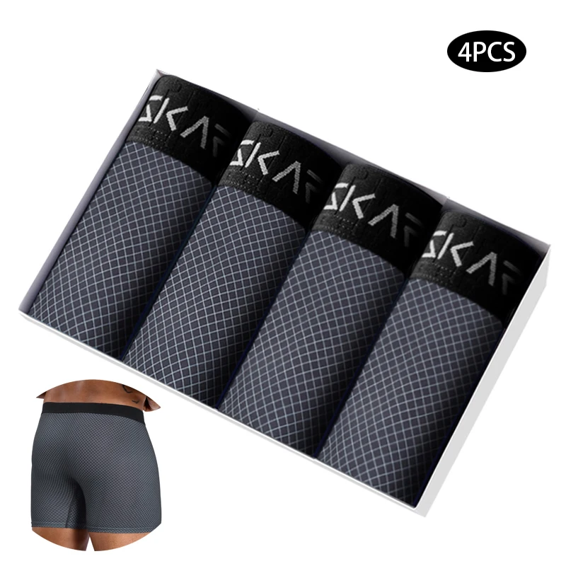 4pcs Brand Men\'s Panties New Man Boxer Shorts Polyester Male Slip Underpants Sexy Mens Underwear Gift