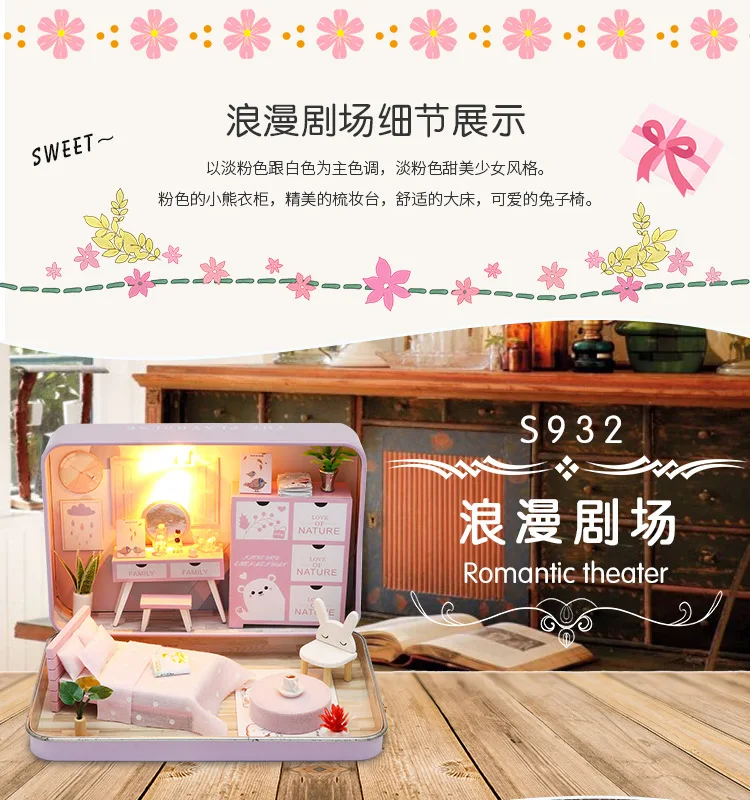 Box Theater Mini Doll House Prefabricated Miniature Diy Dollhouse Kit Furniture Case Toys For Children Birthday Gifts