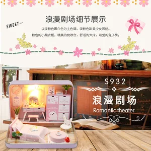 Caixa de teatro mini casa de boneca pré-fabricada em miniatura diy kit casa de bonecas caso móveis brinquedos para crianças presentes aniversário 12 principais vendas minhatura de predio - №3