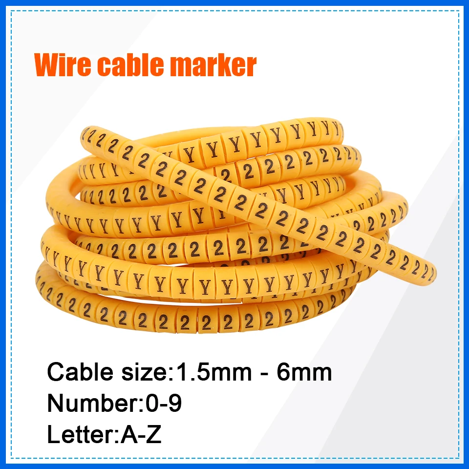 

cable marker label Wire Marker Number 0 to 9 Letter A to Z Cable Size 2.5 sqmm yellow PVC cable markers insulation marker