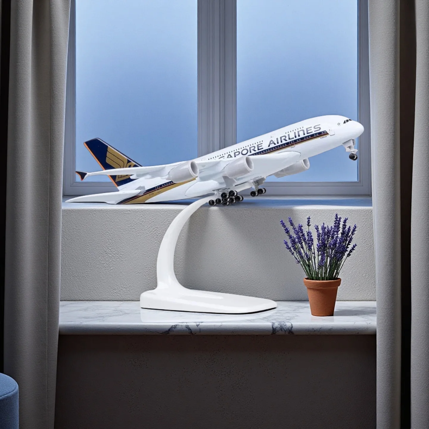 

Diecast Metal Alloy 20CM Airplane Model Toy For A380 Singapore Airlines Aircraft Plane with Landing Gears Toy For Collections