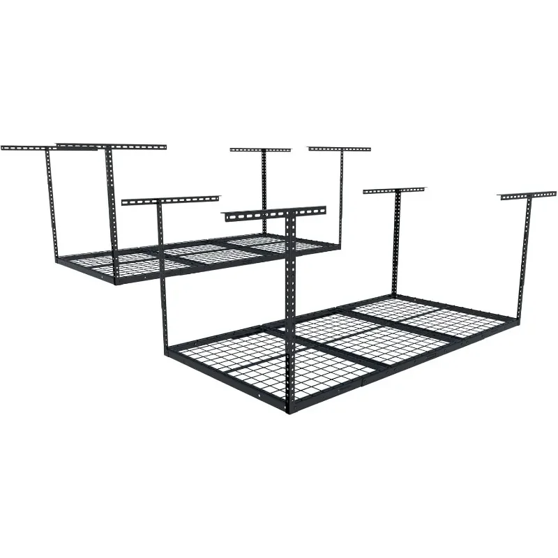 2 Pack 3x6 Overhead Garage Storage Adjustable Ceiling Storage Rack 72" Length x 36" Width x 40" Height (Black)