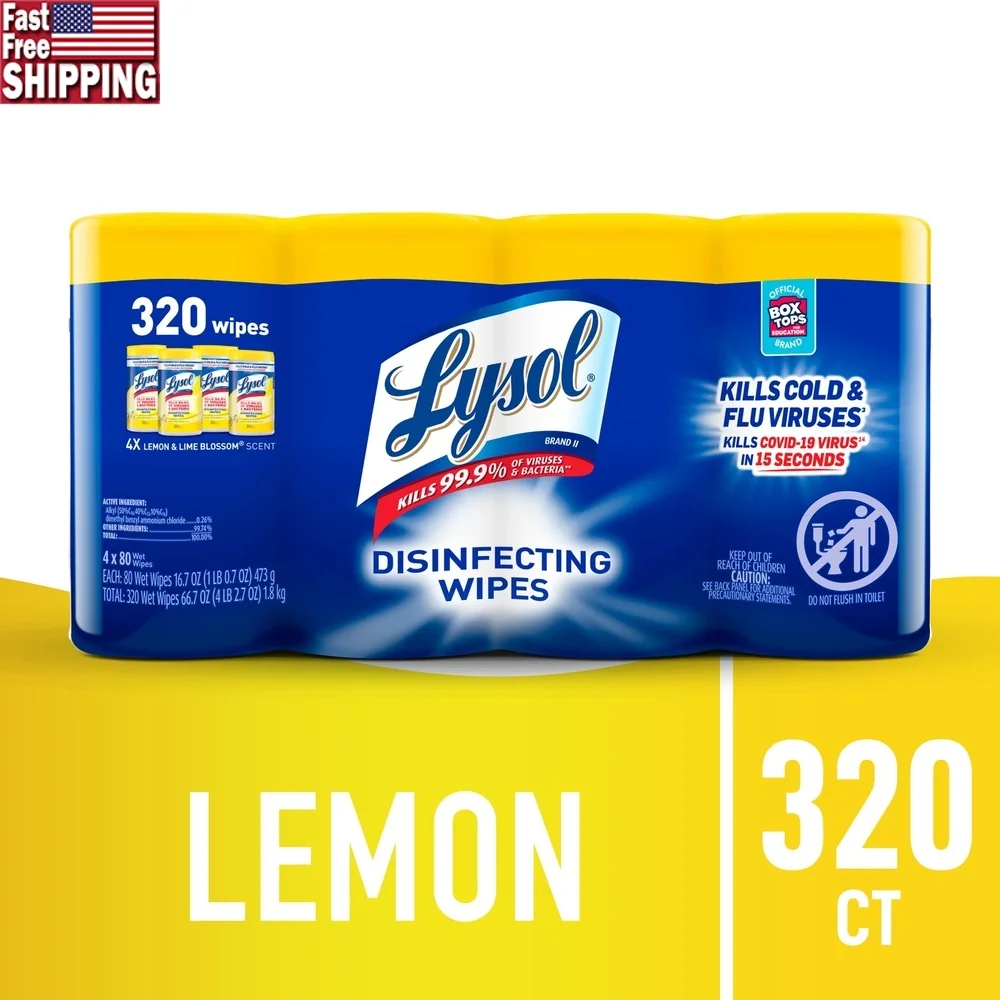 

Multi-Surface Disinfectant Wipes Bundle Antibacterial Cleaning Wipes 320 Count Citrus Scent Ideal Travel Home Use