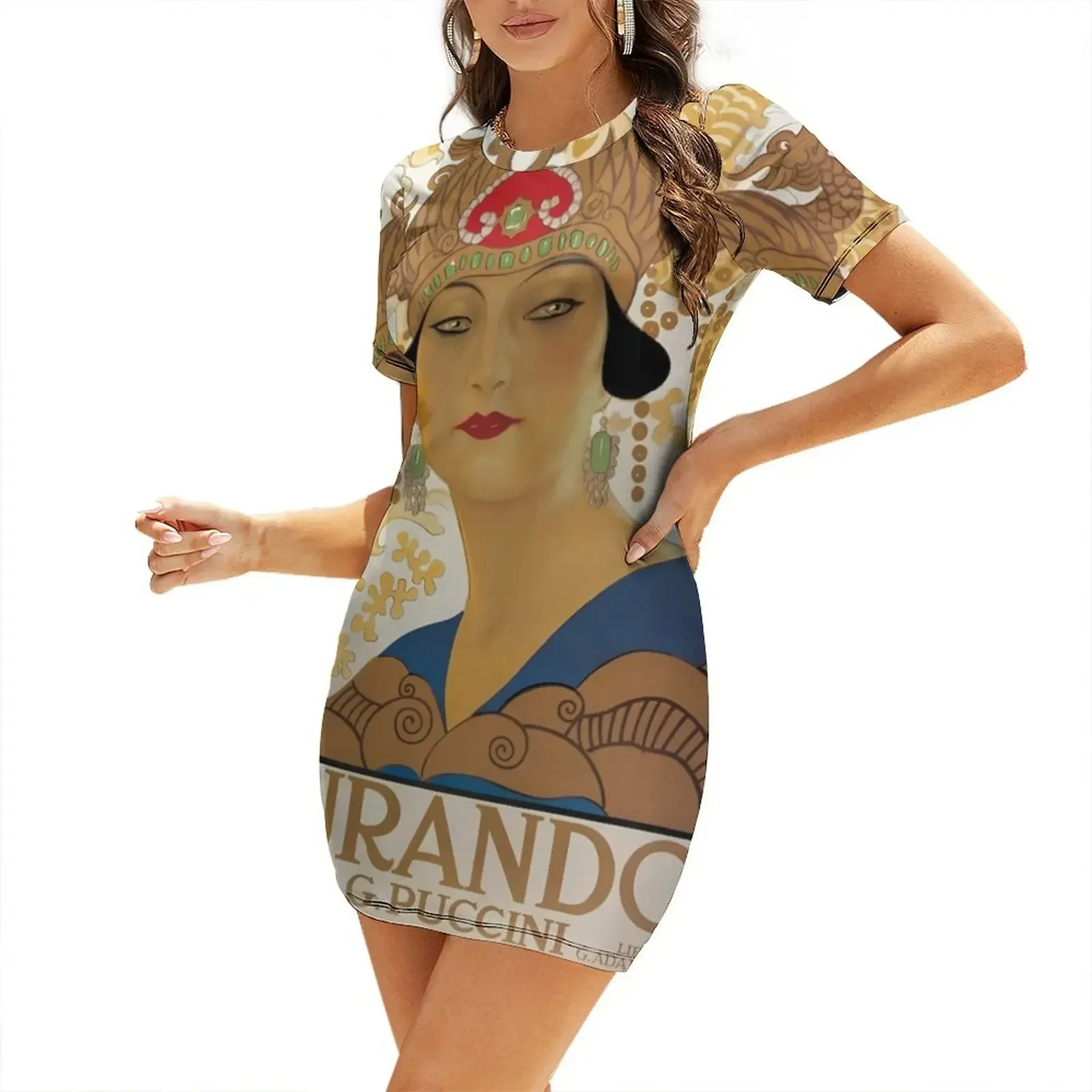 

Old opera poster Puccini, Turandot -Puccini Turandot Vintage Opera Poster Short-Sleeved Dress Women's clothing