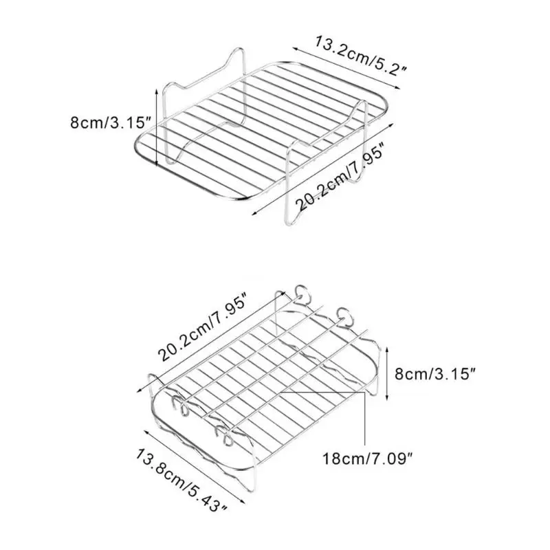 Rectangle Stainless Steel Air Fryer Rack Versatile Grilling Holder Stand Outdoor Dropship