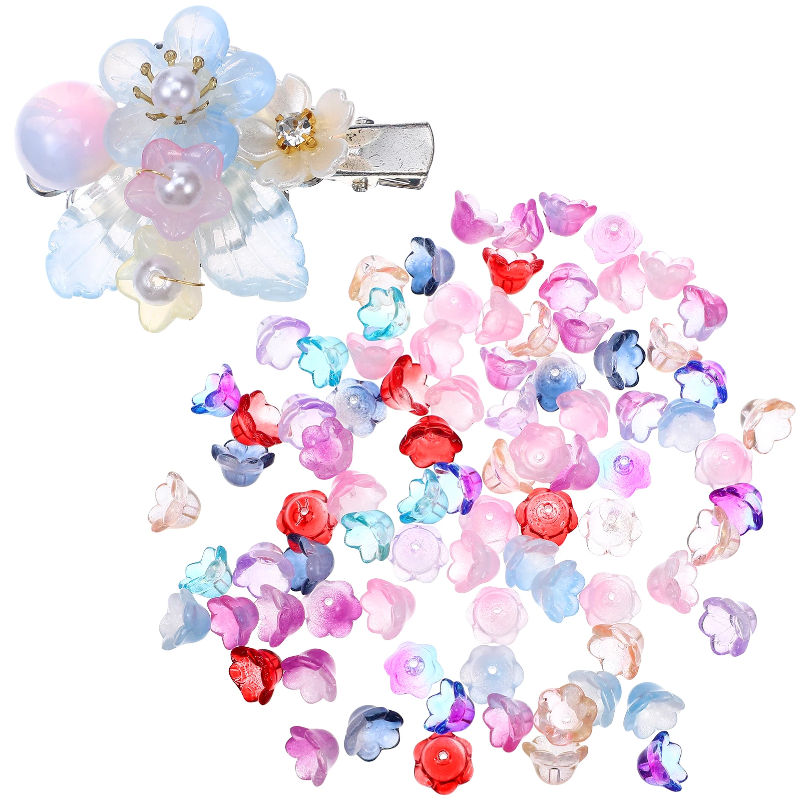 

100Pcs Glass Flower Beads Colorful Glaze Flower Charms for Jewelry Making Bracelets Necklaces Earrings Crafts Glass Beads