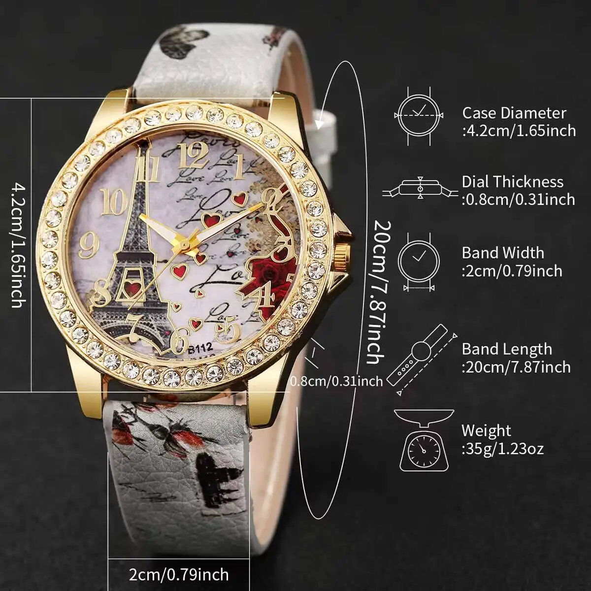 2PCS/Set Fashion Flower Dial Women Watches Luxury Rhinestone Quartz Watch Leather Strap Wristwatch Reloj Mujer（Without Box）