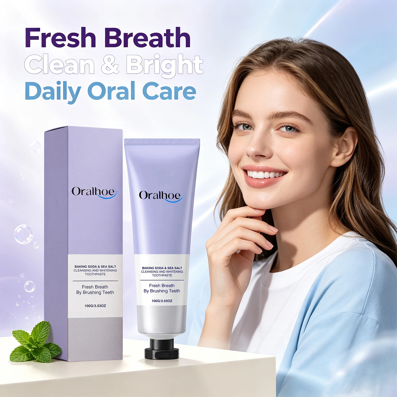 Teeth Whitening Baking Soda - ยาสีฟันโซดาเบกกิ้ง กลิ่นมิ้นท์ ไฮดรอกซีอะพาไทต์ ขจัดคราบ ฟันขาว ลมหายใจสดชื่น