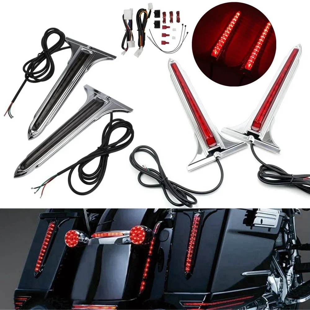 Motorcycle Wedge LED Side Rear Saddlebag Brake Warning Stop Tail Light For Harley Touring Electra Road Street Glide Road King
