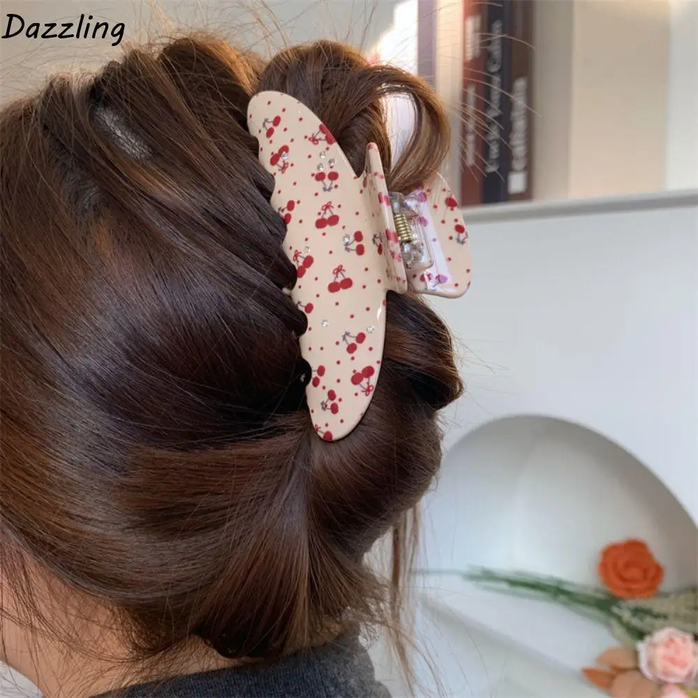 

Sweet Rhinestone Fresh Acetate Hair Claw Shark Clip Hairpin Small Floral Shark Clip Headwear Geometry Flower Hair Claw Girls