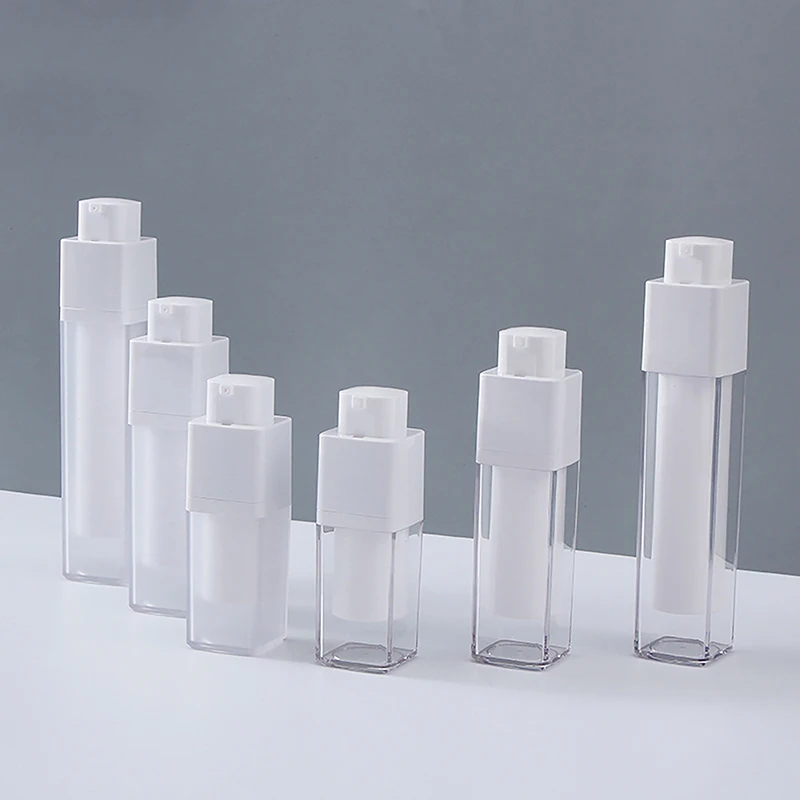 15ml 30ml 50ml Airless Pump Rotate Cosmetic Container Frosted Double-layer Thickened Square Lotion Empty Airless Bottle