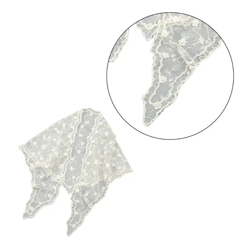 39BD Summer Lace Hairband for Women Triangle Hairscarf Hair Kerchief Headband Bandanas Female Hairpiece Elegant Neck Shawl