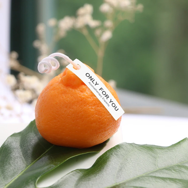 1pc Creative Orange Lime Basil Mandarin Soy Wax Scented Candle, Home Table Dinner Decoration Aromatherapy Candle, Photo Props