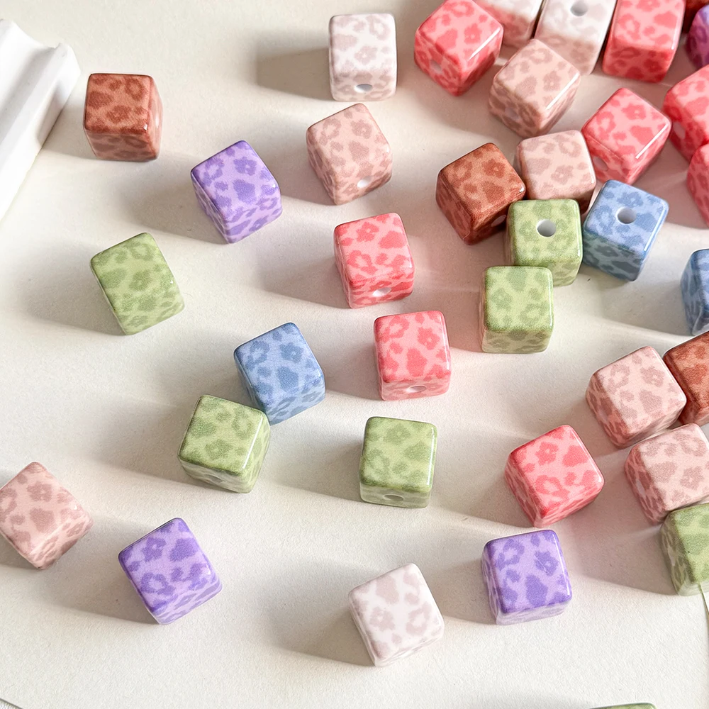 

Cordial Design 14*14MM 100Pcs DIY Beads/Square Shape/Leopard Print Effect/Hand Made/Jewelry Accessories/Acrylic Beads #19239
