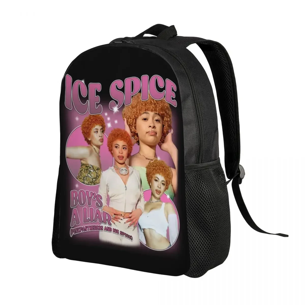 Ransel Musik Hiphop Ice Spice Kustom untuk Anak Perempuan Laki-laki Tas Perjalanan Sekolah Perguruan Tinggi Tas Buku Wanita Pria Cocok untuk Laptop 15 Inci
