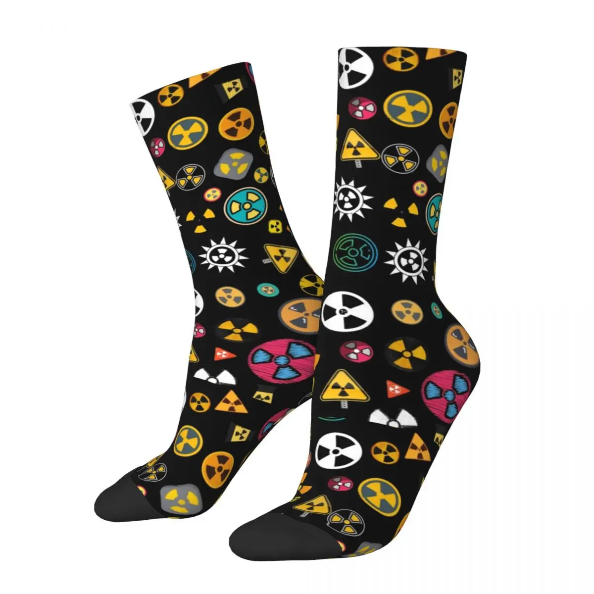 Radiation Warning Socks Symbols Korean Stockings Autumn Anti Slip Couple Socks Soft Breathable Printed Outdoor Sports Socks