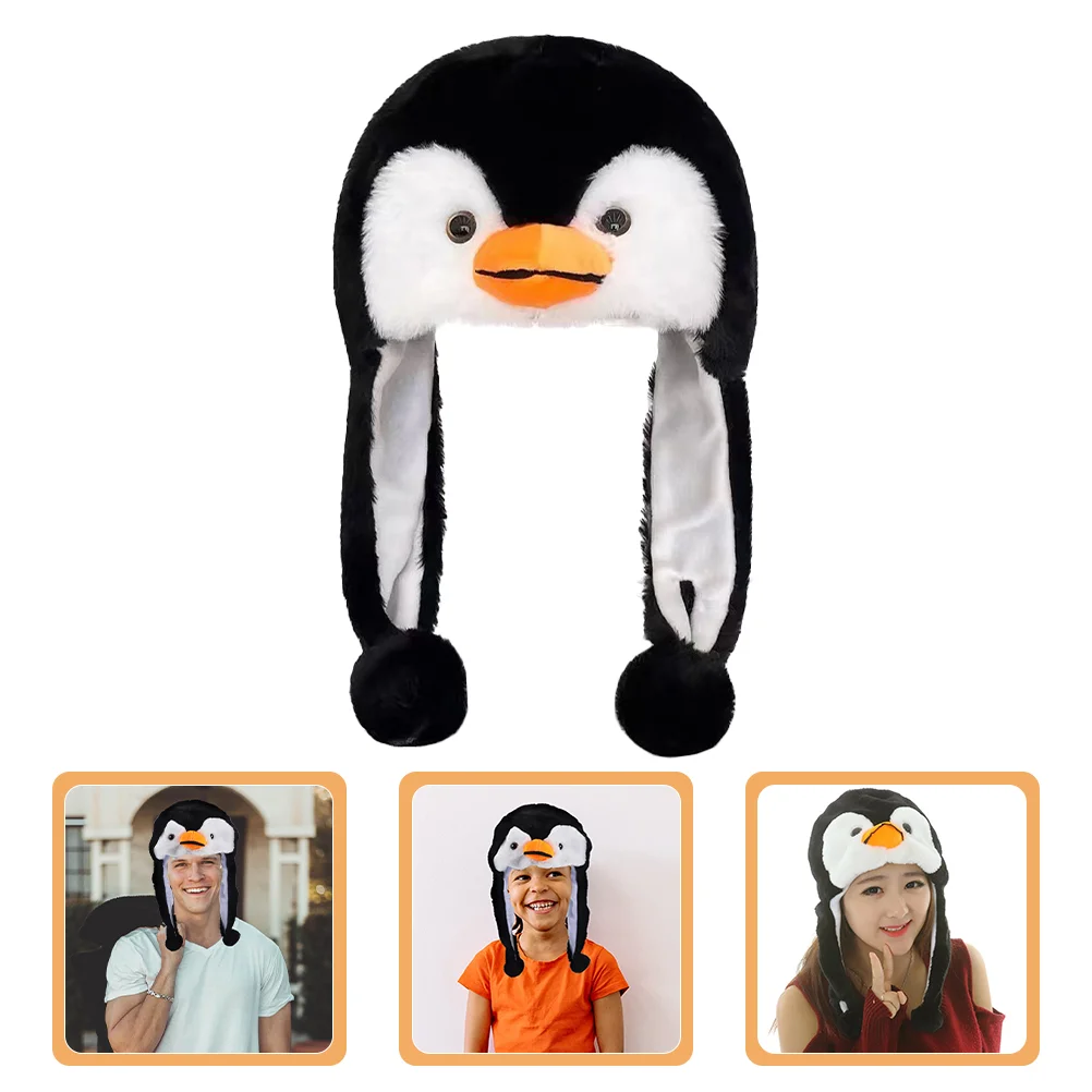 

Penguin Hat Adult Ear Protection Party Hats Animal for Adults Plush Wearing Has