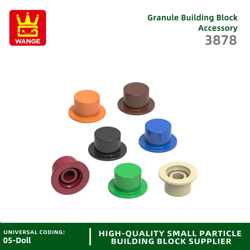 WANGE 3878 100g/166PCS Gentlemen's Hat Building Block Moc Color High Hat Accessories Compatible withBrick DIY Children Toy Gift