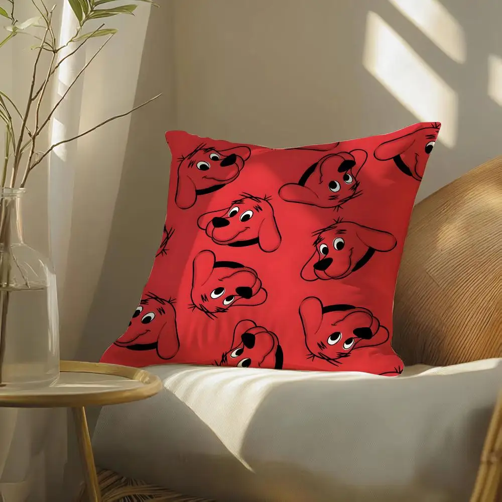 Pillow Case Double-Sided Plush Sofa Cushion Covers Organic Breathable Invisible Zipper Clifford The Big Red Dog - view 6
