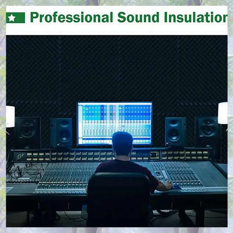 24 عبوة من ألواح الرغوة الصوتية ذاتية اللصق، لوحة حائط معالجة عازلة للصوت مقاومة للحريق، تقلل من رغوة الضوضاء للاستوديو، إلخ
