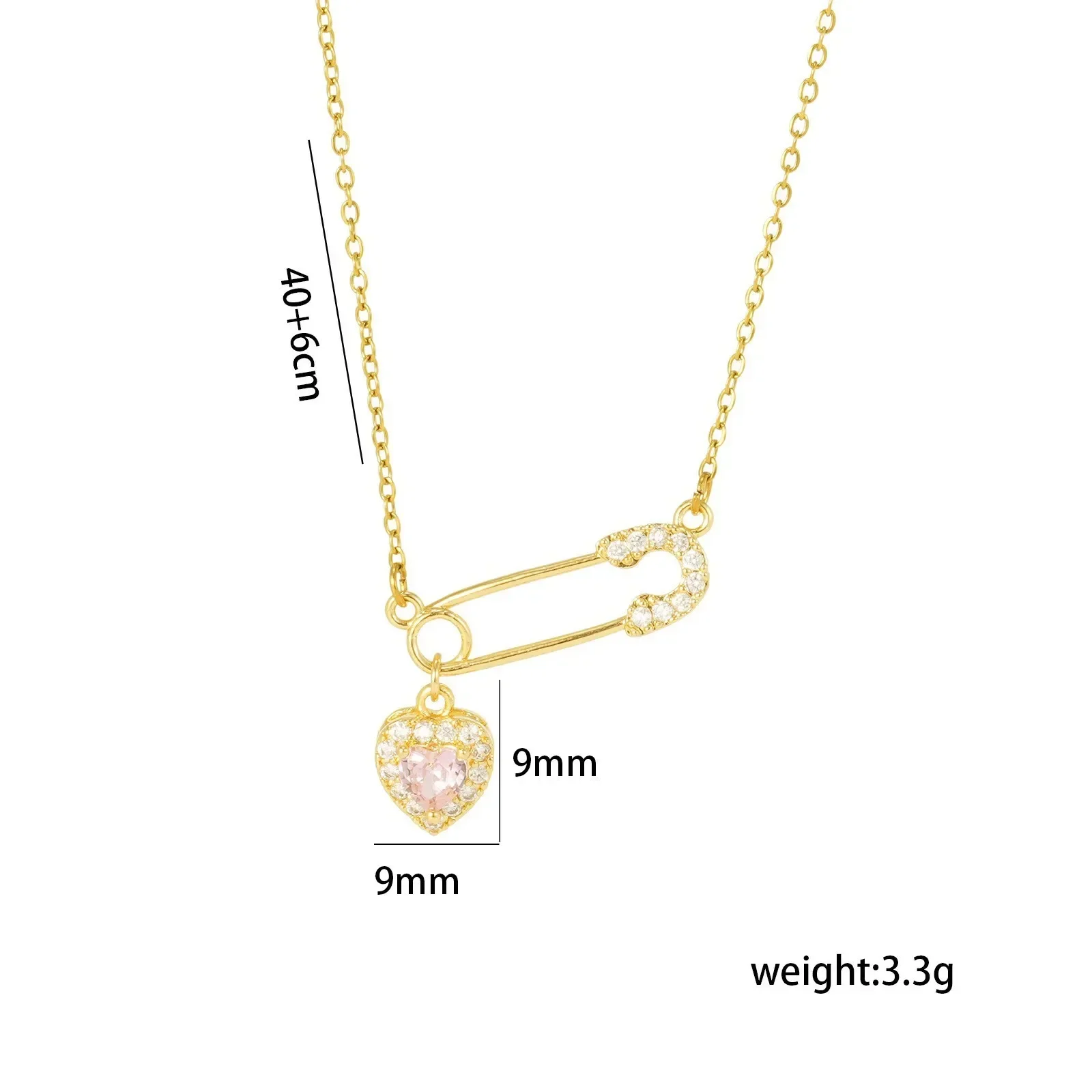 Pin heart-shaped necklace for women, light luxury, niche, simple, fashionable and versatile, women's collarbone chain