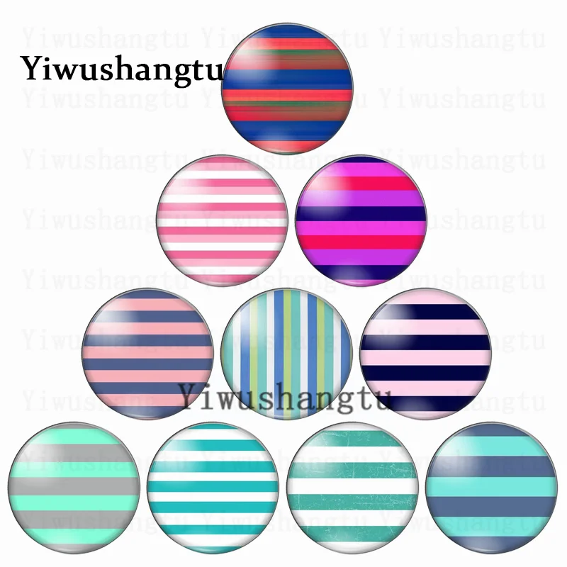 Artistic color stripe bunching pattern 12mm/18mm/20mm/25mm Round photo glass cabochon demo flat back Making findings