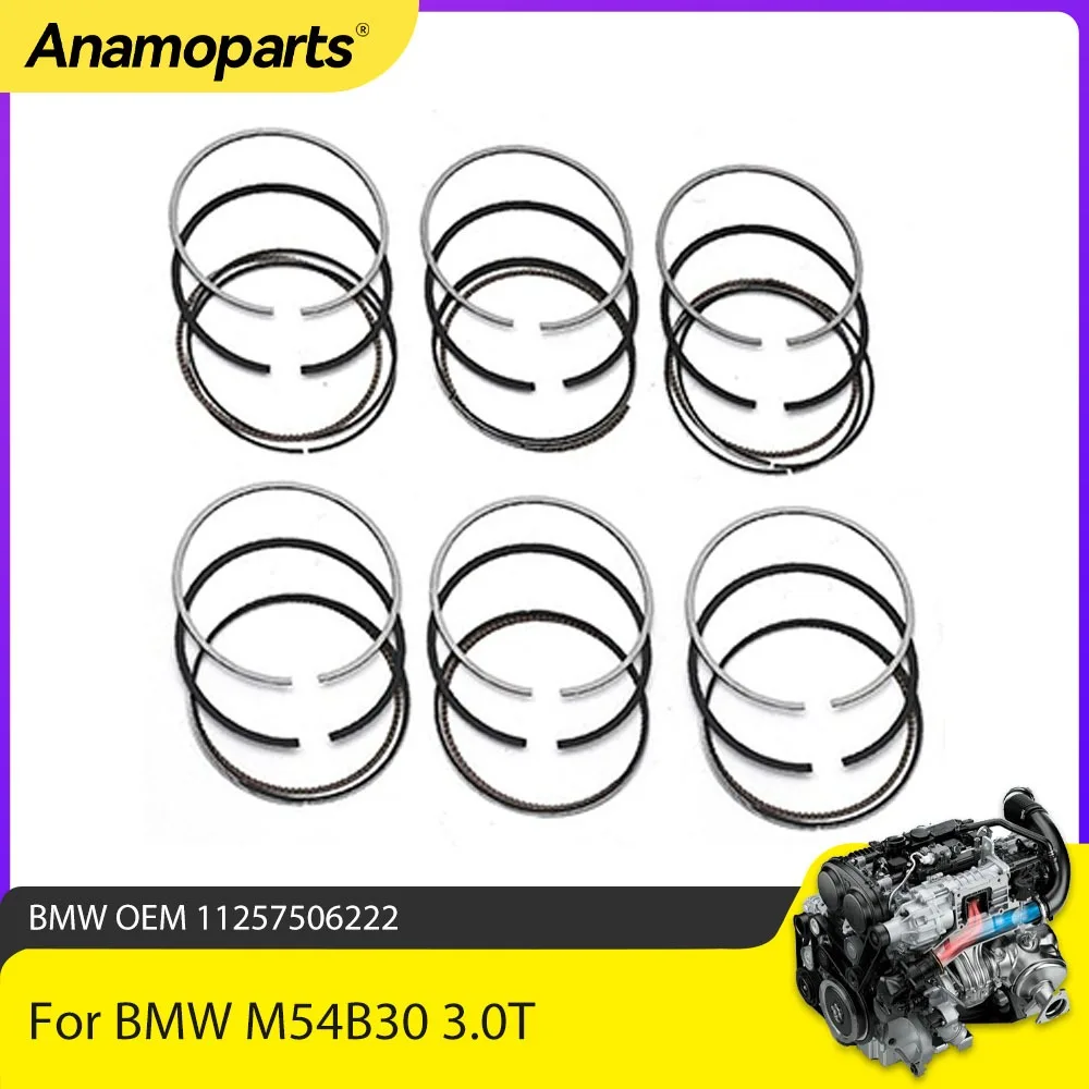 Engine Piston Rings Set Fit 3.0 T l6 GAS DOHC For BMW E46 E53 E36 E85 X3 X5 330i M54B30 3.0T Oversize 050 2000-2008 11257506222