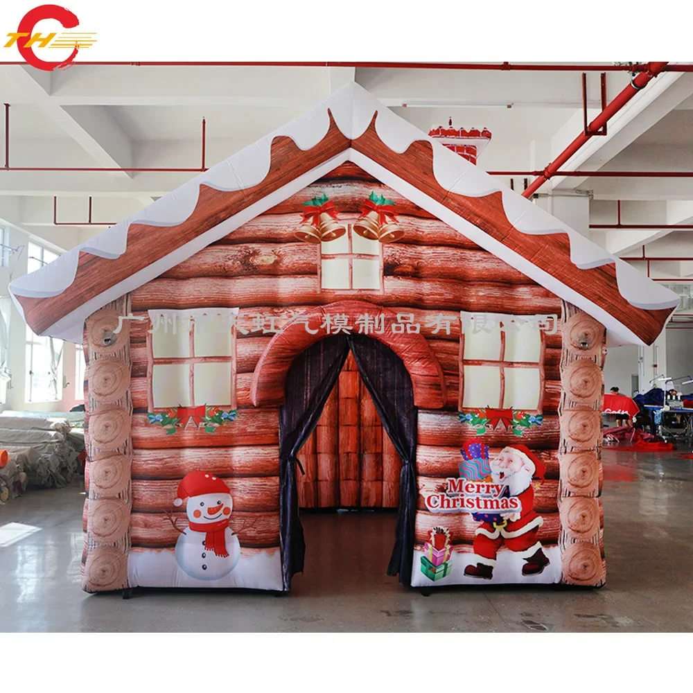 Lighting decoration inflatable Christmas hut inflatable Santa Claus pattern Christmas house spray painting house