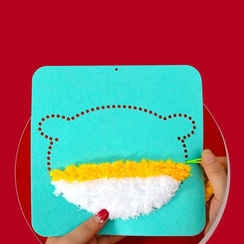 Kit d'artisanat de couture de noël pour enfants, dessin animé, formation de la motricité Fine, broderie en feutre, couture, jouets faits à la main, planche à enfiler