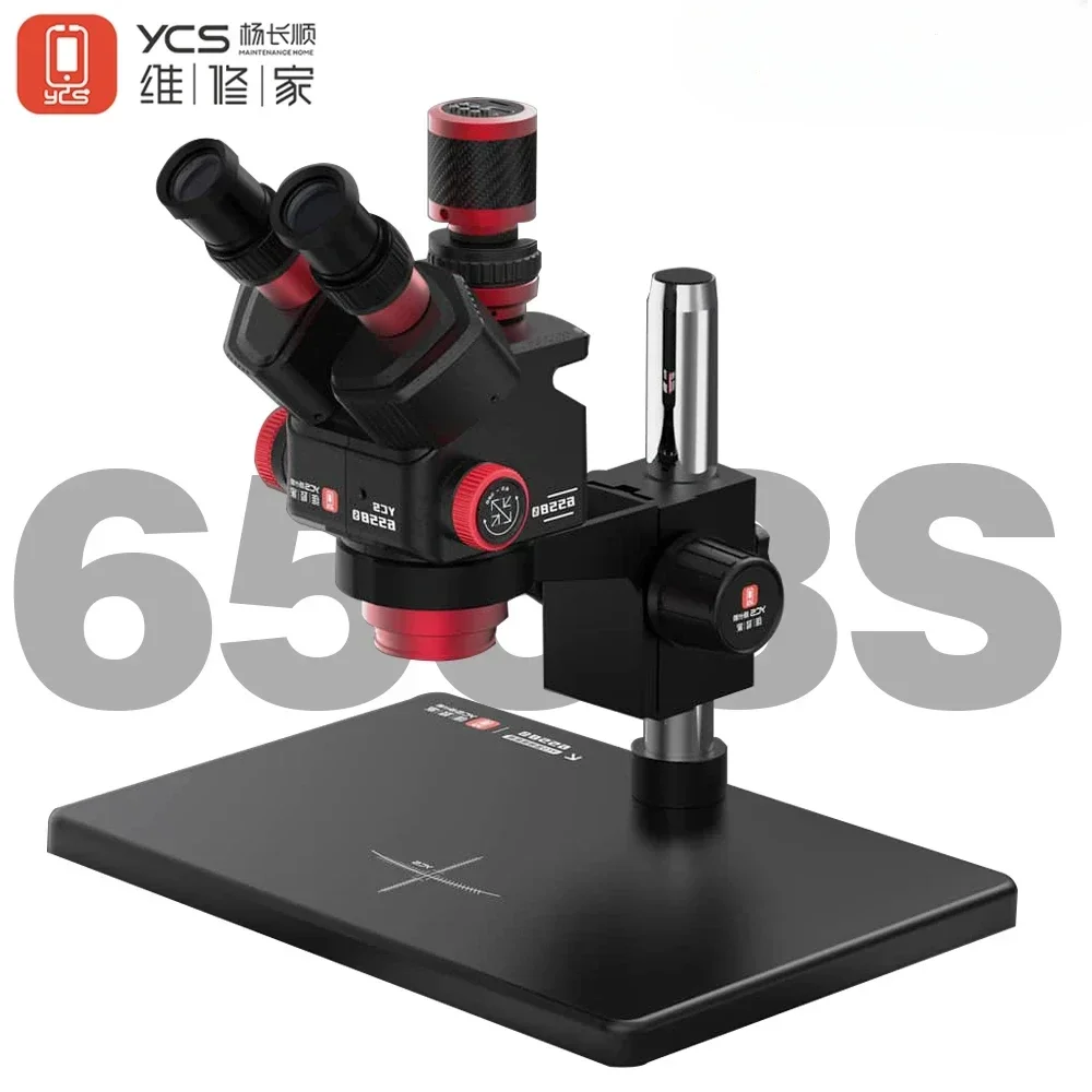 YCS 6558S Trinocular Microscope with Base 6.5X58 Zoom Ultra HD 4K Camera kit For Mobile Phone PCB Welding Specialized Microscope