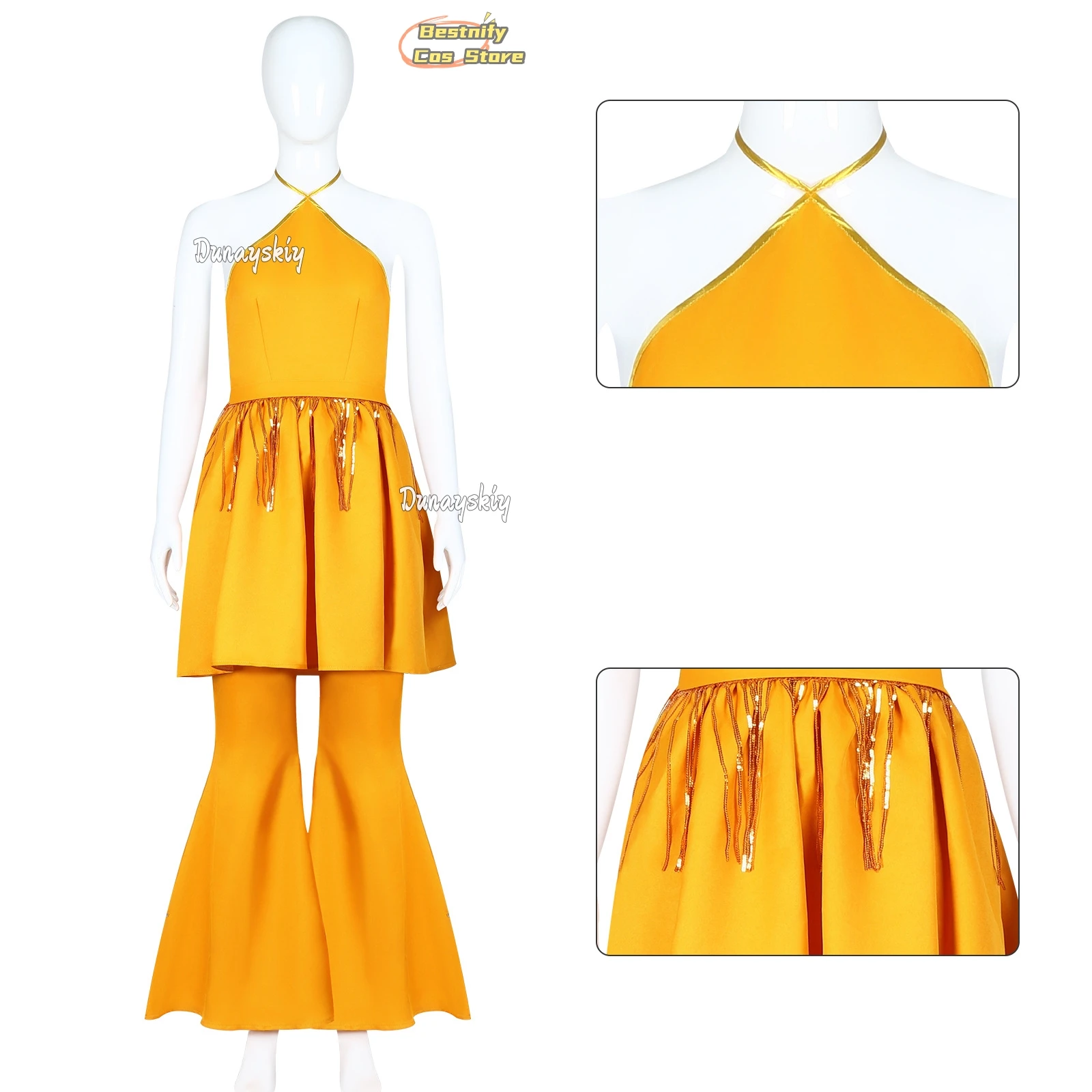 

Quinn Cosplay Skirt Costume Wig Outfits Adult Women Halloween Carnival Roleplay Fantasia Yellow Dress Party Clothes Suit