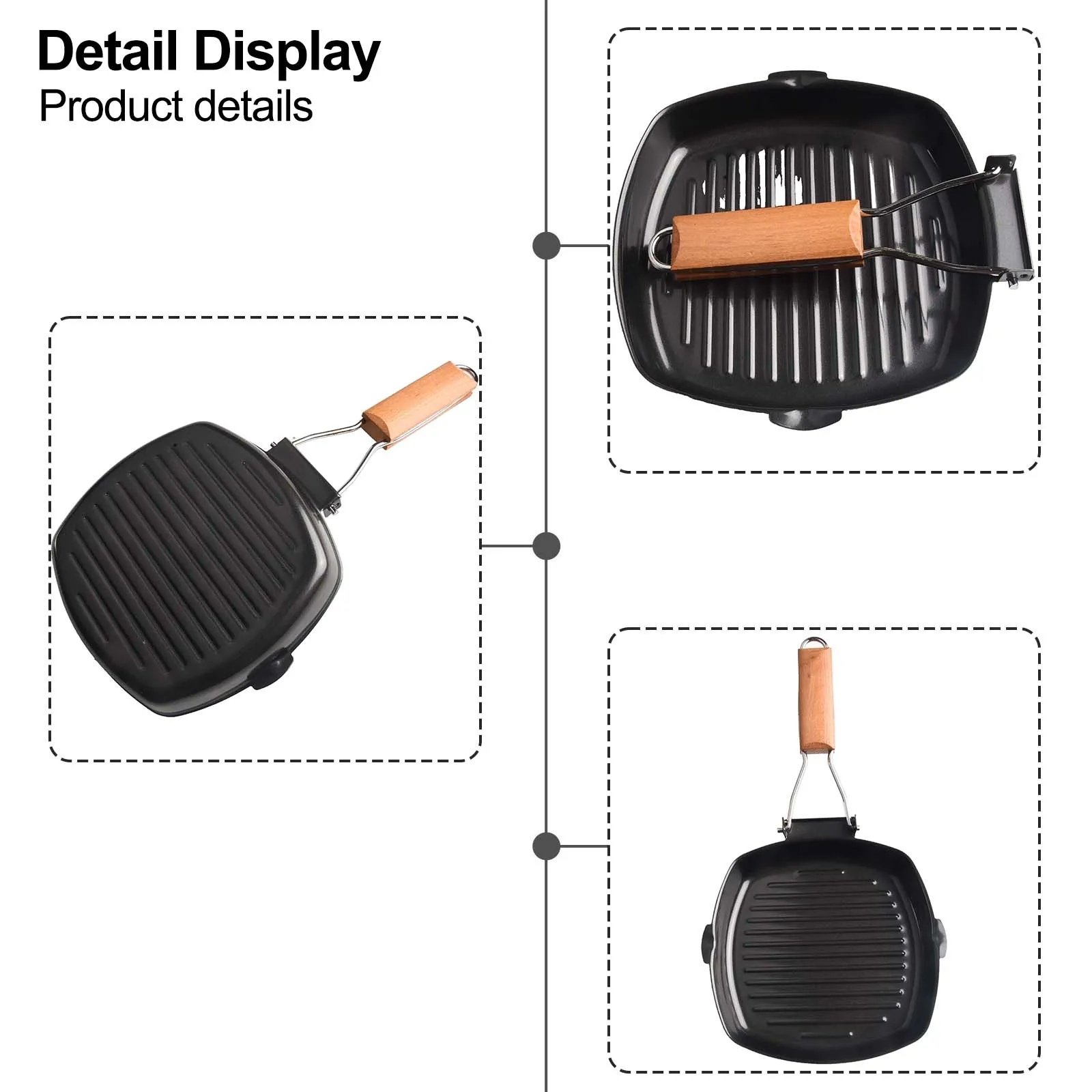 For Gas Stoves For Induction Stoves Portable Grill Pan Non-stick Grill Pan Kitchen Picnics Hand Cleanse Recommended